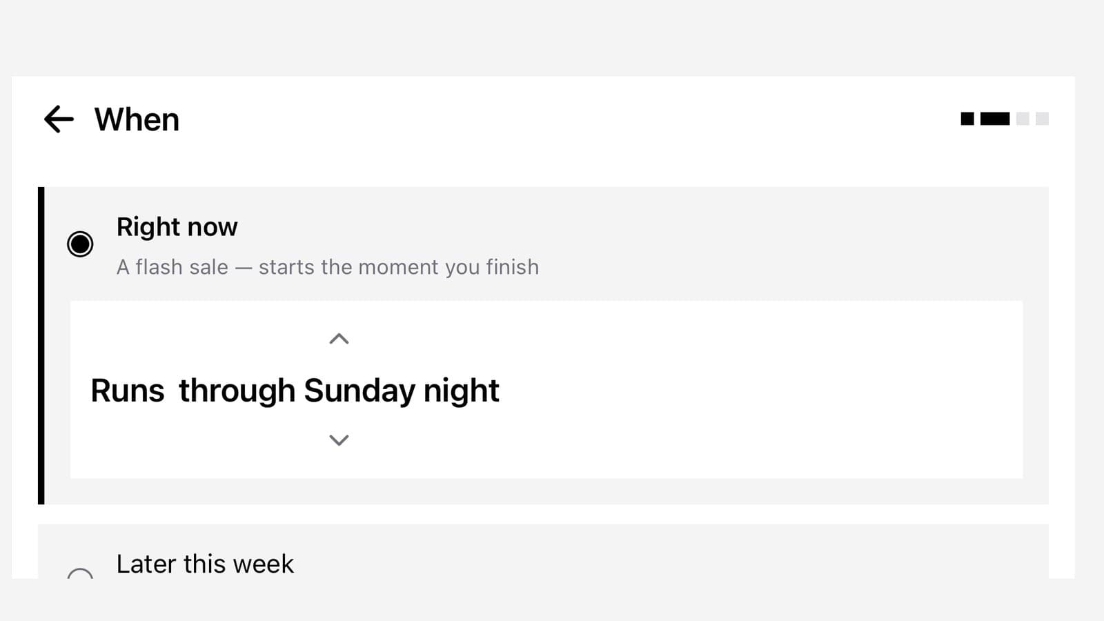 Step two: right now, a flash sale that runs through Sunday night